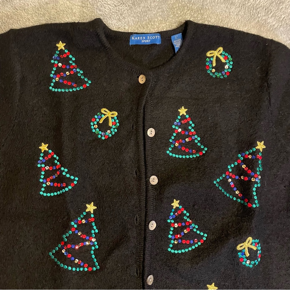 Karen Scott Sport 100% Wool Black Blazer in XL #0740